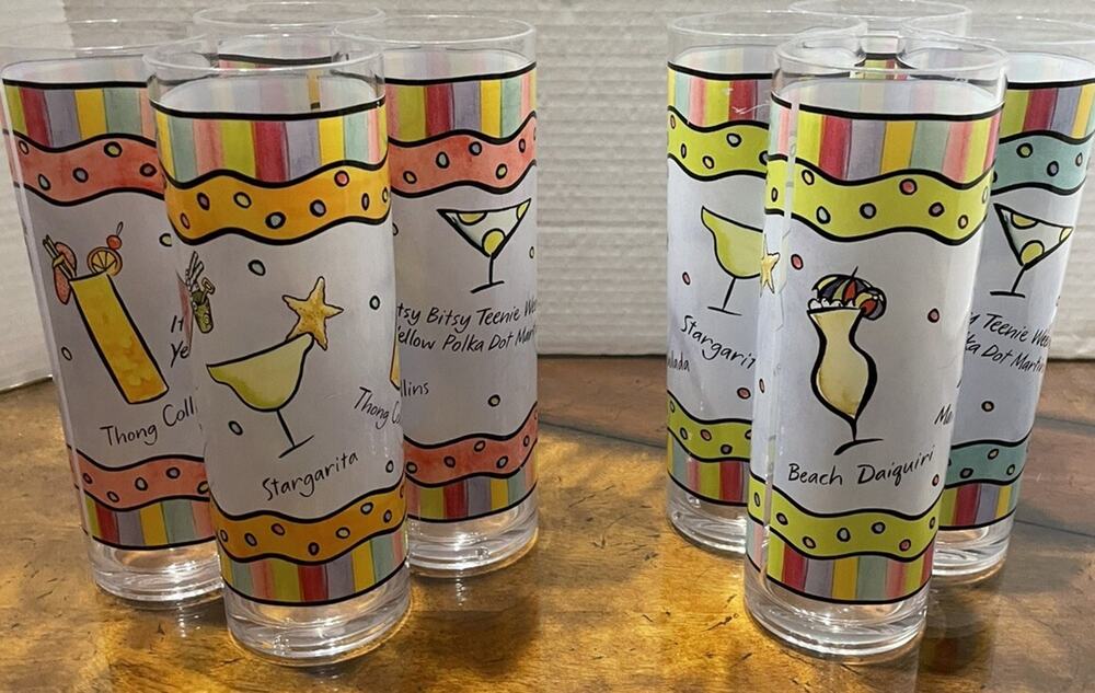 Flip Flop Sandals Wine Glasses/Tumblers - High Boy Beach Summer - Set of 8